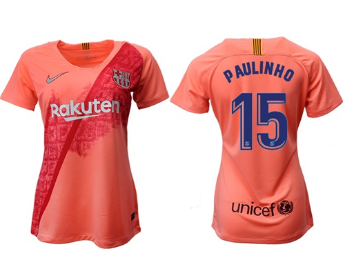 Women's Barcelona #15 Paulinho Third Soccer Club Jersey